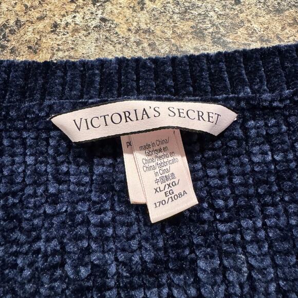Victorias Secret Sweater Chenille Cozy Minimalist Casual Grunge Goth Blue XL LB - Picture 3 of 6